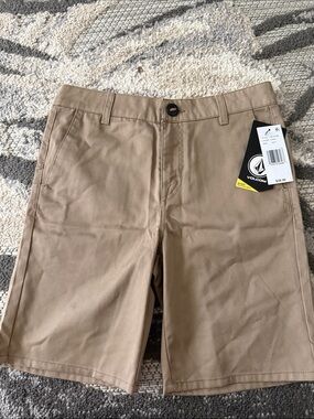 Volcom Kids Tan Flat-Front Chino Shorts